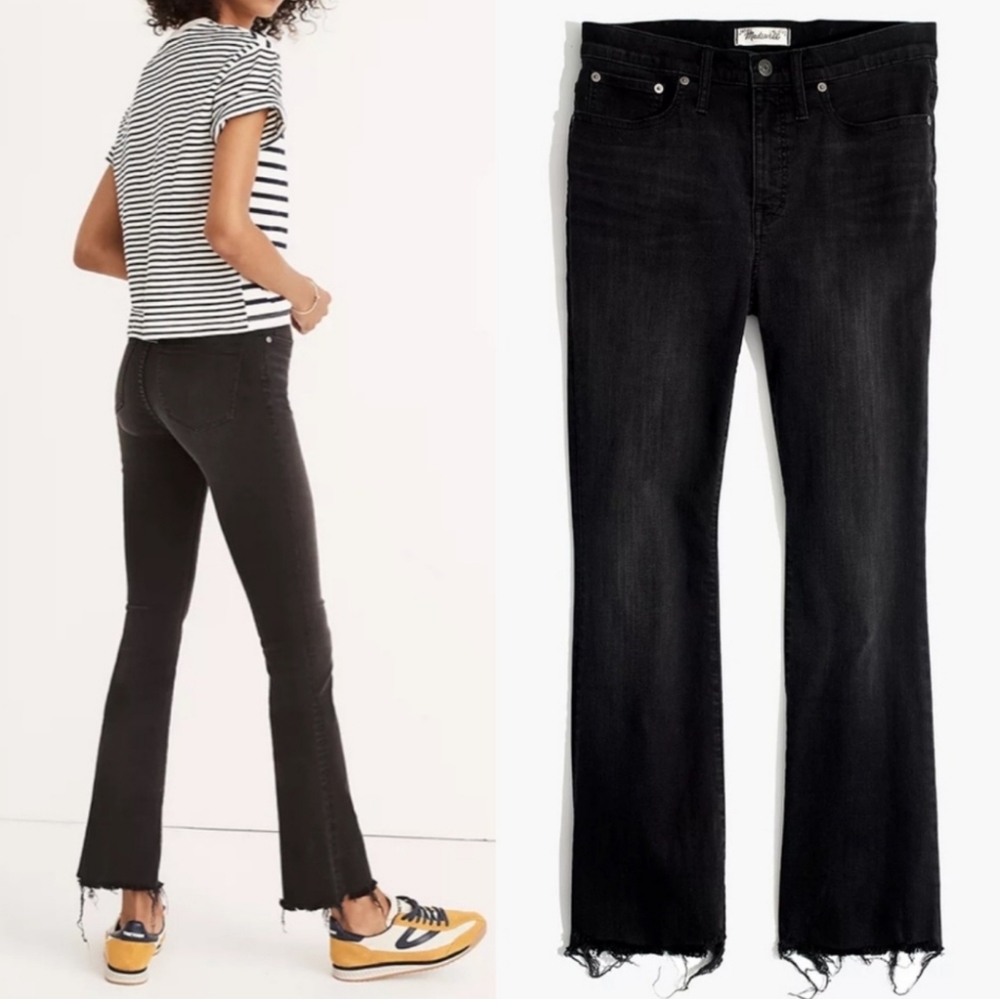 Madewell Cali Demi Bootcut Jeans in Berkeley Black Raw Hem Chewed, Size 25